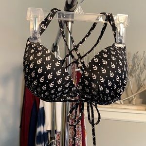 Shade Shore formed Bikini Top Black print Large